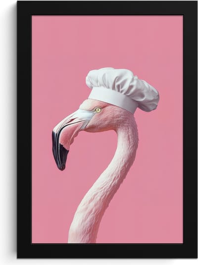 Fotolijst inclusief poster - Posterlijst 20x30 cm - Posters - Flamingo - Roze - Koksmuts - Vogel - Foto in lijst - Keuken decoratie muur - Wanddecoratie accessoires - Muurdecoratie - Schilderijen