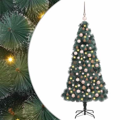 vidaXL - Kunstmatige - Verlichte - Kerstboom - met - Bal - Set - Groen - 150 - cm - PET