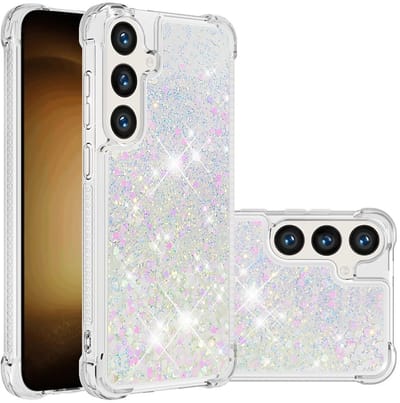 Coverup Hoesje - Geschikt voor Samsung Galaxy S25 / S24 Hoesje - Coverup Liquid Glitter Back Cover - Wit