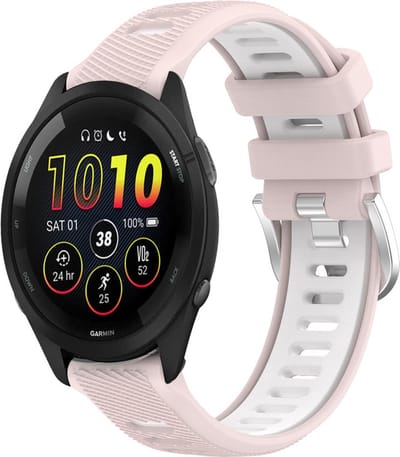 Siliconen bandje - geschikt voor Xiaomi Mi Watch / Watch 2 (PRO) / Watch S1 / Watch S1 Pro / Watch S2 / Watch S3 / Watch S4 / Watch S5 / Haylou / Redmi Watch 5 Active & Lite - roze-wit
