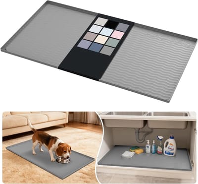 Onderbouwmat voor Keuken, 100 x 50 cm, Waterdichte Silicone Liner, Druppelbak en Bescherming voor Keukenkastjes, Beige