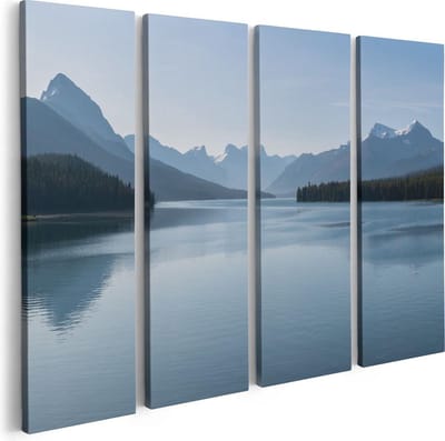 Artaza Canvas Schilderij Vierluik Meer Bij De Bergen In Alberta, Canada - 80x60 - Foto Op Canvas - Canvas Print