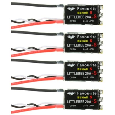 Favoriete FVT LittleBee 20A Brushless ESC BLHeli_S OPTO 2-4S Ondersteunt Mulitshot OneShot125 Oneshot42 Multicopter Onderdelen 4pcs zwart