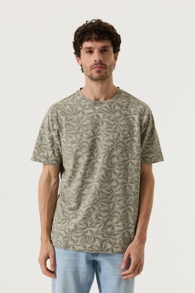 GARCIA Heren Print T-shirt Groen Korte mouw