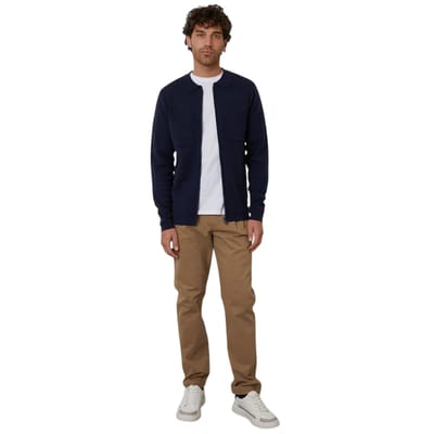 Threadbare Gebreid herenvest met ritssluiting aan de voorkant (Marine)