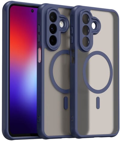 MobyDefend Hoesje - Geschikt voor Samsung Galaxy A27 - Case Geschikt voor MagSafe - Mat Transparant Met Gekleurde Rand - Blauw