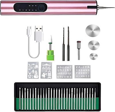 Mini graveerpen - Elektrisch gereedschap - Hobby projecten - USB snel opladen - 30 bits - Roségoud