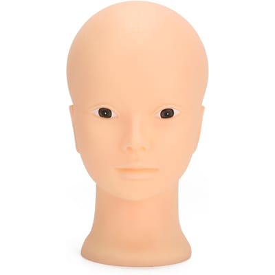 Tête de mannequin pour formation au maquillage, perruque, chapeau, affichage, tête de mannequin chauve, 49 cm, sans maquillage