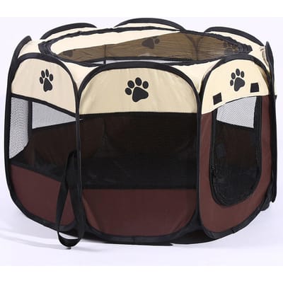 Parc pour animaux de compagnie, pliable, Portable, étanche, en plein Air, Oxford, maille à Air, tente pour stylo d'exercice M café