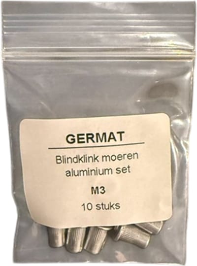 Germat Blindklinkmoeren M3 Aluminium – Popmoeren / Blindmoeren – 10 Stuks – Voor Dun Plaatmateriaal & Profielen – Professioneel