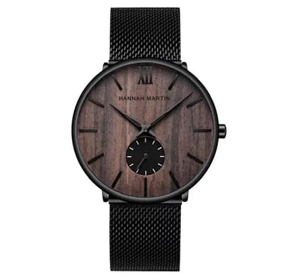 Hannah Martin Elegante Horloge | Bruin | Houtkleur Wijzerplaat | 40 mm | Luxe Geschenkdoos