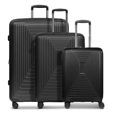 Redolz Essentials 14 4 wielen Kofferset 3-delig met uitbreidingsplooi - Harde bagage - TSA slot - black metallic