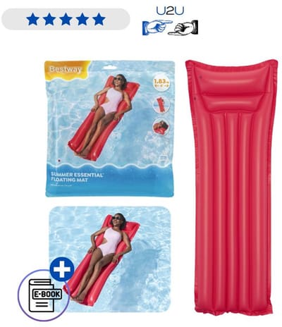 Bestway Opblaasbaar Luchtbed 44007 Pink 183 cm - Zwembad Matras Met Kussen Voor Strand Meer En Vakantie - Comfortabel Watermatras Van Duurzaam PVC Inclusief Reparatiepatch Met Ebook
