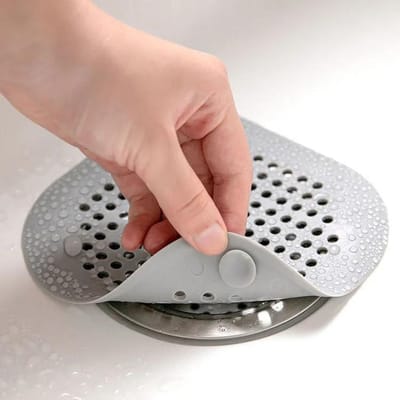Keukengootsteenfilter Anti-verstopping Afdichtingspad Badkamervloerzeef Douche Riool Afvoerdeksel Huishoudelijke Haaropvang Stopper grijs