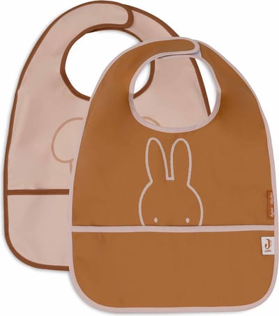 Jollein x Nijntje - Baby Slab Waterproof - Slabbetjes - Miffy Peekaboo Wild Rose - 2 Stuks