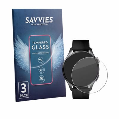 Savvies - Glas Screenprotector voor Xiaomi Watch 5 (47 mm) - Gehard Beschermglas 9H 3 Stuks