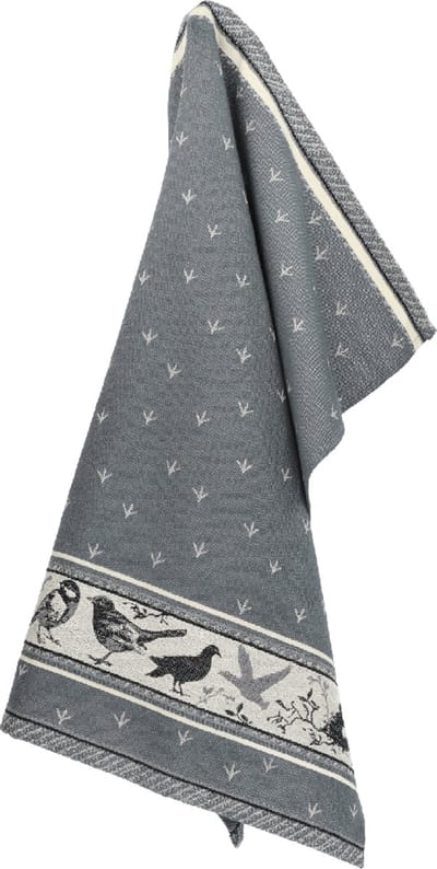Bunzlau Castle Theedoek Birds – Anthracite, 100% Biokatoen