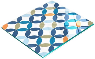 Glazen snijplank met grafische geometrische figuren, 60x52 cm