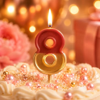 Verjaardagstaart kaarsjes – Cijfer 8 - Cijferkaars Retro - rood goud - Happy Birthday kaars – verjaardags kaars – gekleurd kaarsje – taartdecoratie – feest - taartversiering – feestartikel – verjaardagscadeau - taartaccesoires