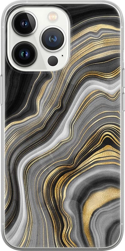 Leuke Telefoonhoesjes - Hoesje geschikt voor iPhone 13 Pro - Marble agate - Soft case - TPU - Print / Illustratie - Goud