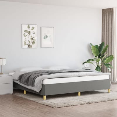 vidaXL - Bedframe - zonder - matras - stof - donkergrijs - 200x200 - cm