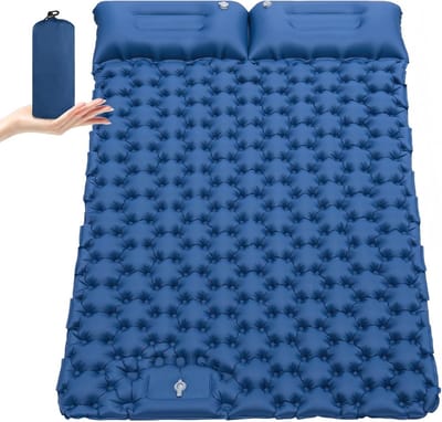 Slaapmat Zelfopblazend - 2 Persoons - Camping Matras - Ingebouwde Pomp - Blauw