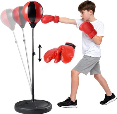 Bokszak Met Standaard - In Hoogte Verstelbare Boksset Van 80-110 CM - Vrijstaande Speedbag - Staande Boksbal Voor Kinderen