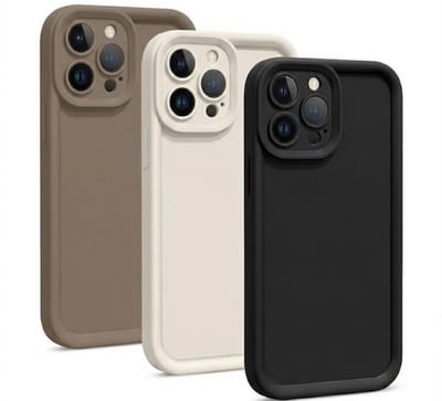 Zwart beige bruin telefoon hoesje – backcover – geschikt voor iPhone 15 Pro Max – zachte matte uitstraling – camera bescherming – set van 3 stuks
