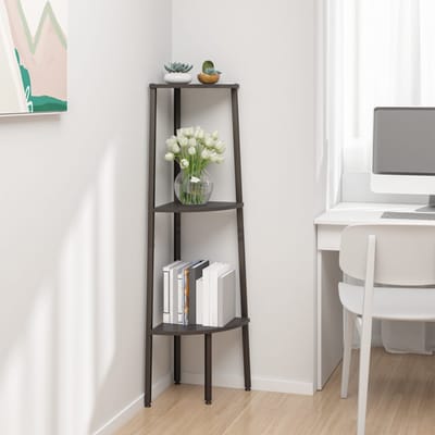 vidaXL - Hoekkastje - met - 3 - schappen - 45,5x31,5x120 - cm - zwart