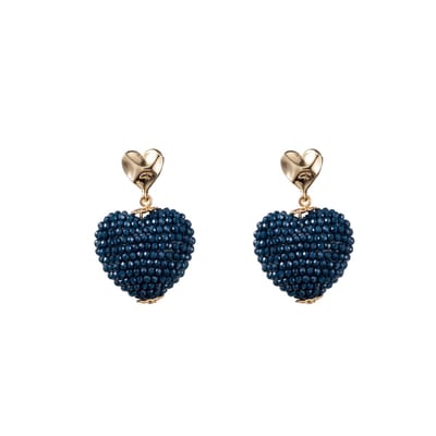 Go Dutch Label Oorknoppen full on beads hartje Blauw
