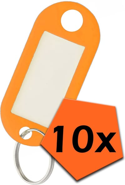 Sleutelhanger Bagagelabel Gekleurde Sleutellabels Sleutelhangers Naamlabel Oranje - 10x