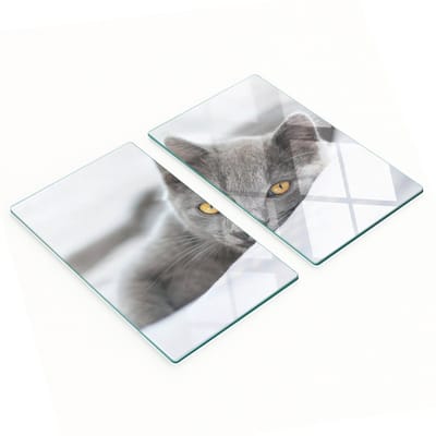 Multifunctionele decoratieve keukenplanken van gehard glas met grijze kat, 2x30x52 cm
