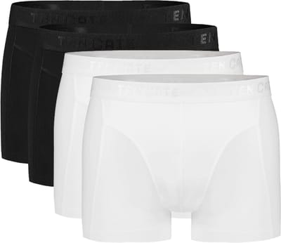 ten Cate Heren Shorty 4-pack – Ondergoed voor heren – Maat S – 4-PACK – White/black – Comfortabel Katoen Ondergoed – Ademend & Zacht – Voordeelverpakking
