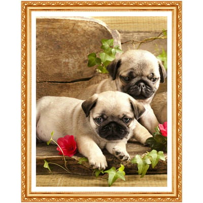 Nouveau 3D bricolage diamant peinture point de croix mignon chien Floral cristal couture diamant broderie 20X30CM beige