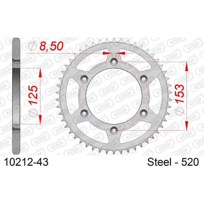 Stalen tandwiel Afam 520 43 dents