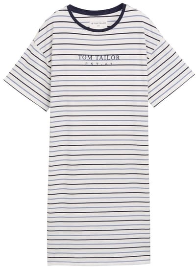Tom Tailor - Nachthemd met streeppatroon - Maat S/36 - white-medium-horizontal stripe