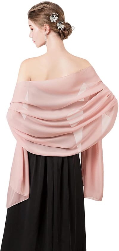 Chiffon Sjaal voor Avondjurk - Elegante Bruiloft Stola voor Bruid en Gast - Lichtgewicht Dames Sjaal voor Reis en Zonbescherming - Oudroze