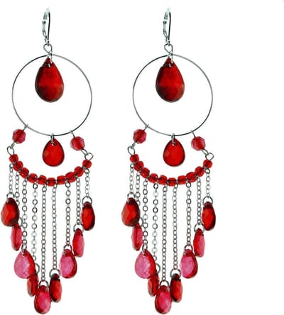 Behave - Bohemian oorbellen dames rood – Ibiza oorbellen – cadeau vrouw – nikkelvrij – 11,5 cm Statement oorbellen