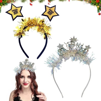 2 Stuks Happy New Year Haarbanden, Feestelijke Hoofdband voor Oud en Nieuw, Haaraccessoires voor Volwassenen en Kinderen, Perfect voor Feestjes en Kostuums