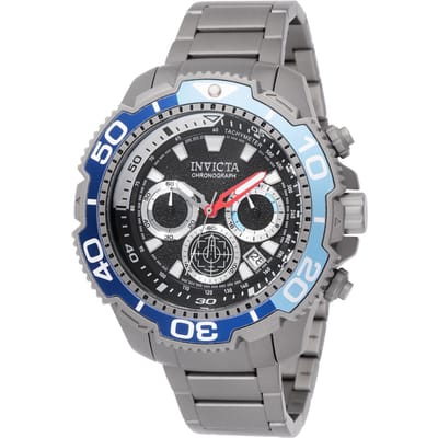 Invicta TI-22 49493 Herenhorloge - Quartz Uurwerk - Titanium met Zwarte Wijzerplaat - 48 mm