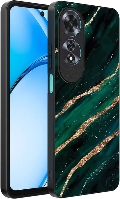 Smartphonica Telefoonhoesje Geschikt voor Oppo A60 met marmer opdruk - TPU backcover case marble design - Goud Groen geschikt voor Oppo A60