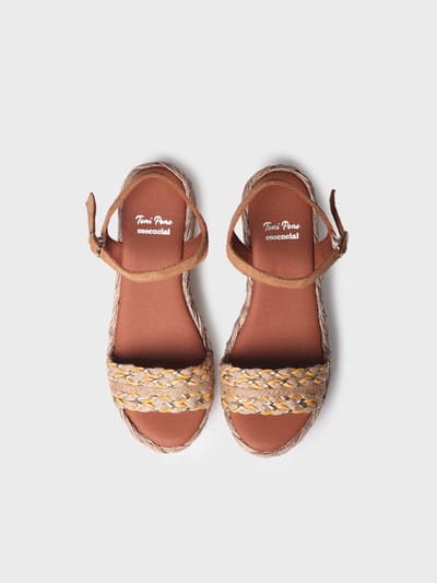 Dames espadrille met hoge hak van jute en suède | ROSALIA
