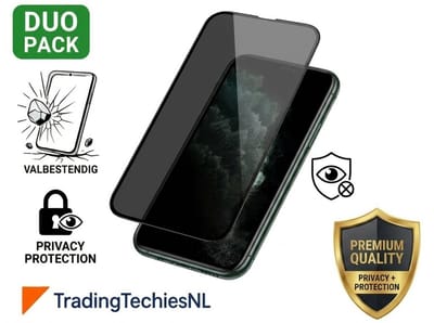 Privacy Screenprotector iPhone 11 Pro – 2 Stuks Duo Pack – Anti-Spy Beschermglas, 9H Gehard Glas, Anti-shock, Krasbestendig, Case-Friendly