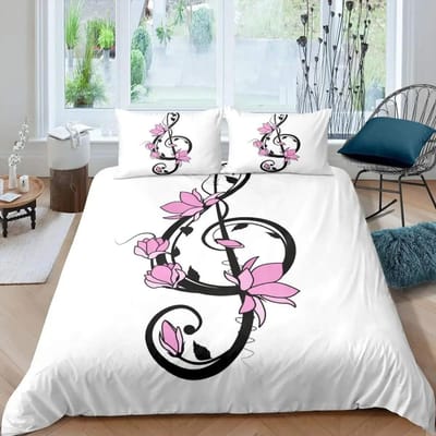 Collection de Housse de Couette Notes de Musique Taille Queen Thème Musique Rock Housse de Couette Garçons Filles Casques Colorés Radio Collection de Literie Douce 70x133cm 2pcs