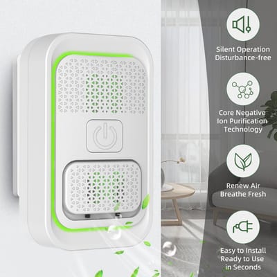 Luchtreiniger - 2-pack plug-in negatieve ionen luchtreiniger - Negatieve ionen luchtreiniger - Luchtreiniger voor thuis - Negatieve ionen luchtreiniger - Luchtverfrisser - Ionisator - Wit