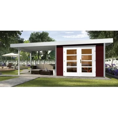 Weka Tuinhuis Met Overkapping 126+ Type B Gr2 Rood 300x645cm