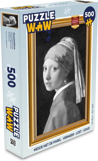 Puzzel Meisje met de parel - Vermeer - Lijst - Goud - Legpuzzel - Puzzel 500 stukjes