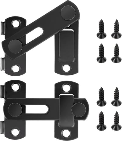 Schuifslot, deurgrendel, 2 stuks, roestvrij staal, zwart, flip-latch met vaste schroef, deurgrendel, slotgrendel, schuifgreep voor huis, binnenplaats, tuin, schuurpoort