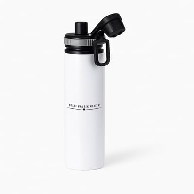 Hacebo® - Beste opa ter wereld waterfles met draaidop grijs - Opa - grandpa - leuk cadeau voor je opa - water fles - 850ML