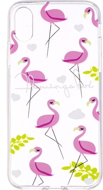 Peachy Doorzichtige roze flamingo geschikt voor iPhone X XS hoesje case cover
